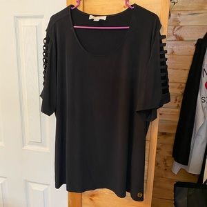 Black Cutout Slinky Blouse